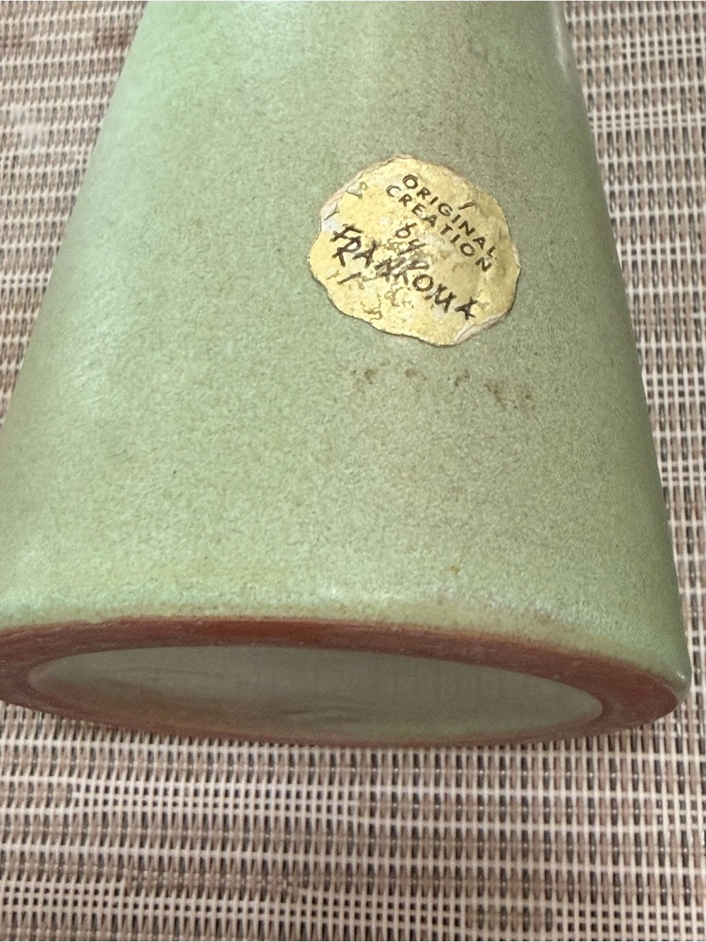 Frankoma Handcrafted Prairie Green Ceramic Pot and 2 Vases Decor signed - Picture 10 of 10